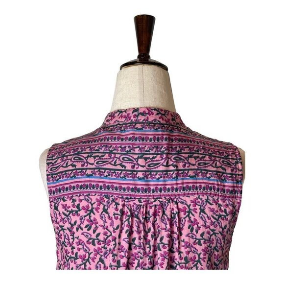 Maeve Anthropologie Purple Petunia Floral Print Pintucked Tank‎ Blouse XS - Picture 5 of 10